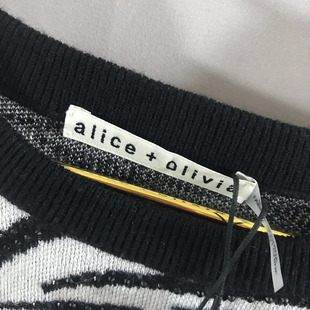 SOLD Alice  & Olivia Connie Crystal Zebra Sweater - Picture 4 of 7